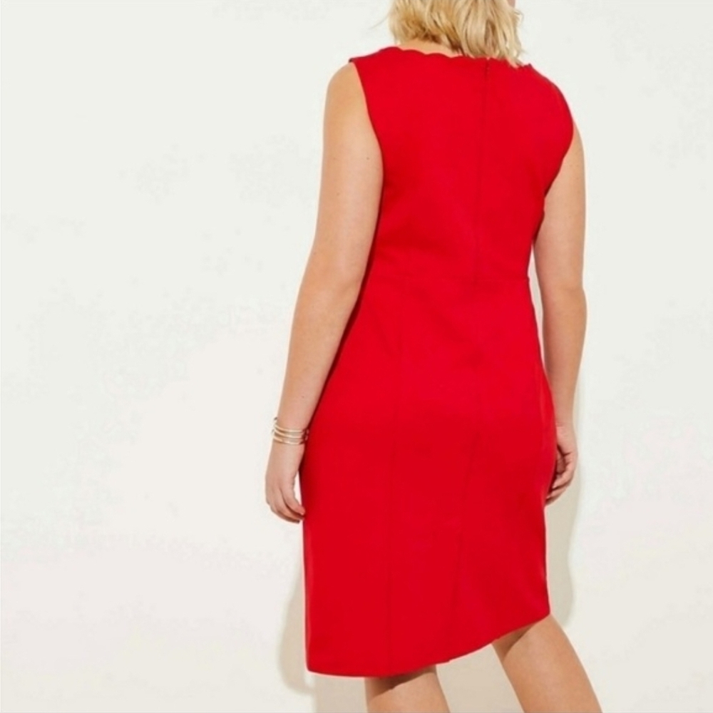 LOFT Plus Red Scalloped Neck Dress 22 | NWT - Picture 3 of 8